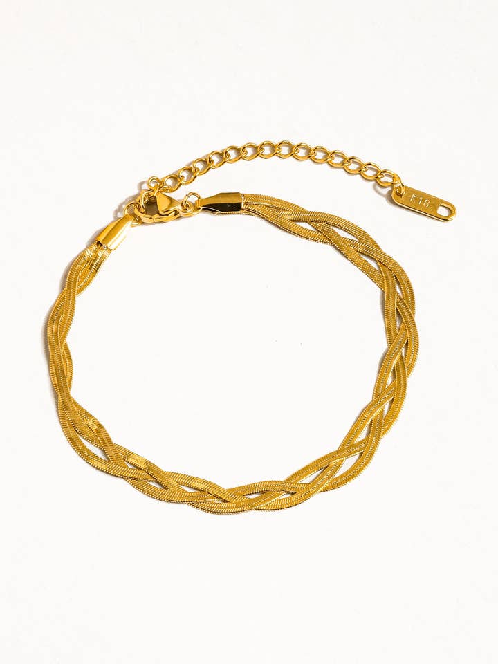 Yvet geflochtenes Schlangenkettenarmband aus 18 Karat Gold, anlaufgeschützt für den Großhandel von Flânerie by MAIQ