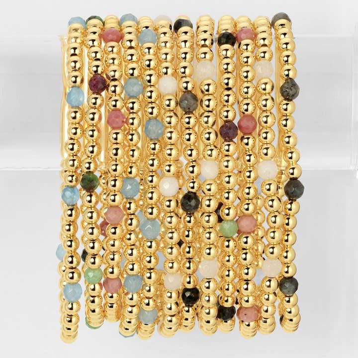 Stretch Beaded Bracelet With Stone Accents for wholesale by Splendid Iris
