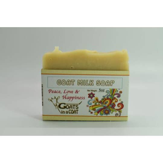 Peace Love and Happiness Goat Milk Soap for wholesale by Goats in a Coat