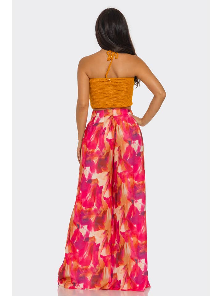 ARANCIONE MULTI HCCTPW633502Pc Top con Collo All'Americana Pantaloni a Gamba Larga Stampati in vendita all'ingrosso su Faire3