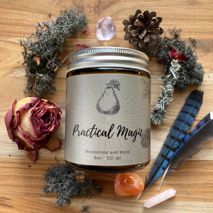 Practical Magic, 100% soy wax scented candle for wholesale by Moonstone and Myth