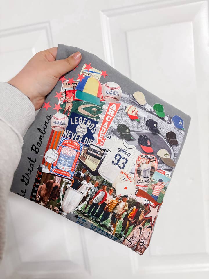 T-shirt graphique collage de baseball pour la vente par Shop Hal Wholesale