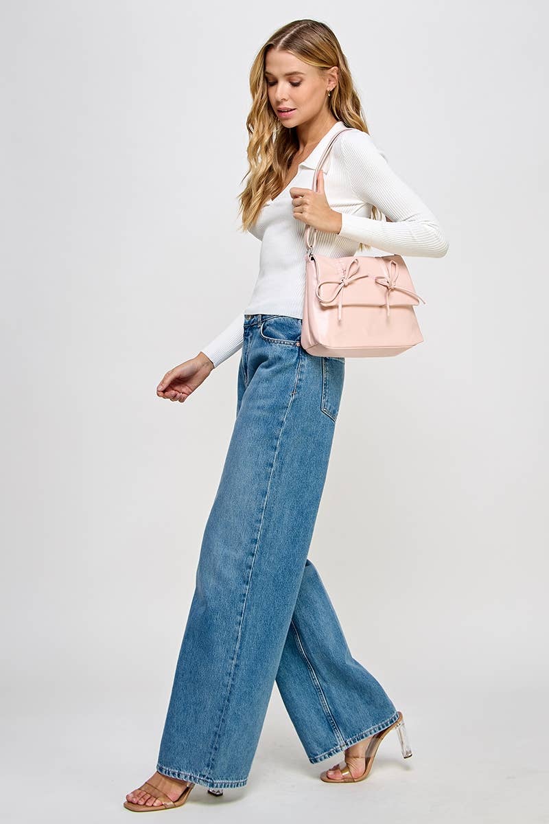 Collections by Fame Accessories - Vente Sac porté épaule – femme - Sac carré nœud en cuir2