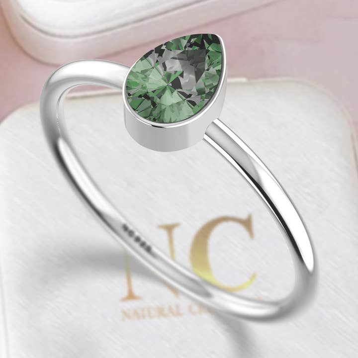 Anéis Empilháveis de Turmalina Natural Rosa/Verde em Prata 925 por atacado de Nature Crafts