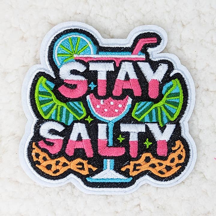 Stay Salty Embroidered HAT/POCKET Patch for wholesale by Trendy Transfers