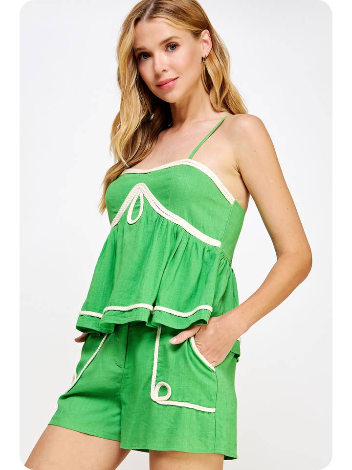 Strut & Bolt - Venta al por mayor Blusa - Mujer - Cami de lino sin mangas con detalle de ribete trenzado18