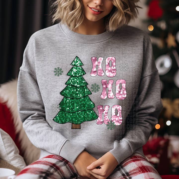 Ho Ho Ho Christmas Tree DTF Transfer for wholesale by K and M Designs