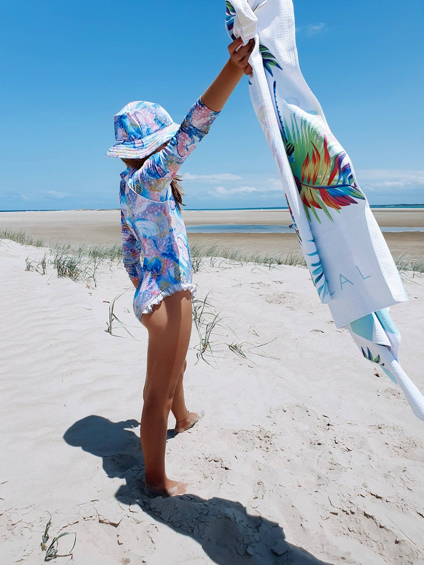 Tribe Tropical - Wholesale Sun hat – Kids - Wide Brim Swim Hat - Shelly Beach7