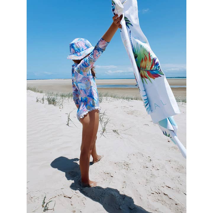 Tribe Tropical - Wholesale Sun hat – Kids - Wide Brim Swim Hat - Shelly Beach7