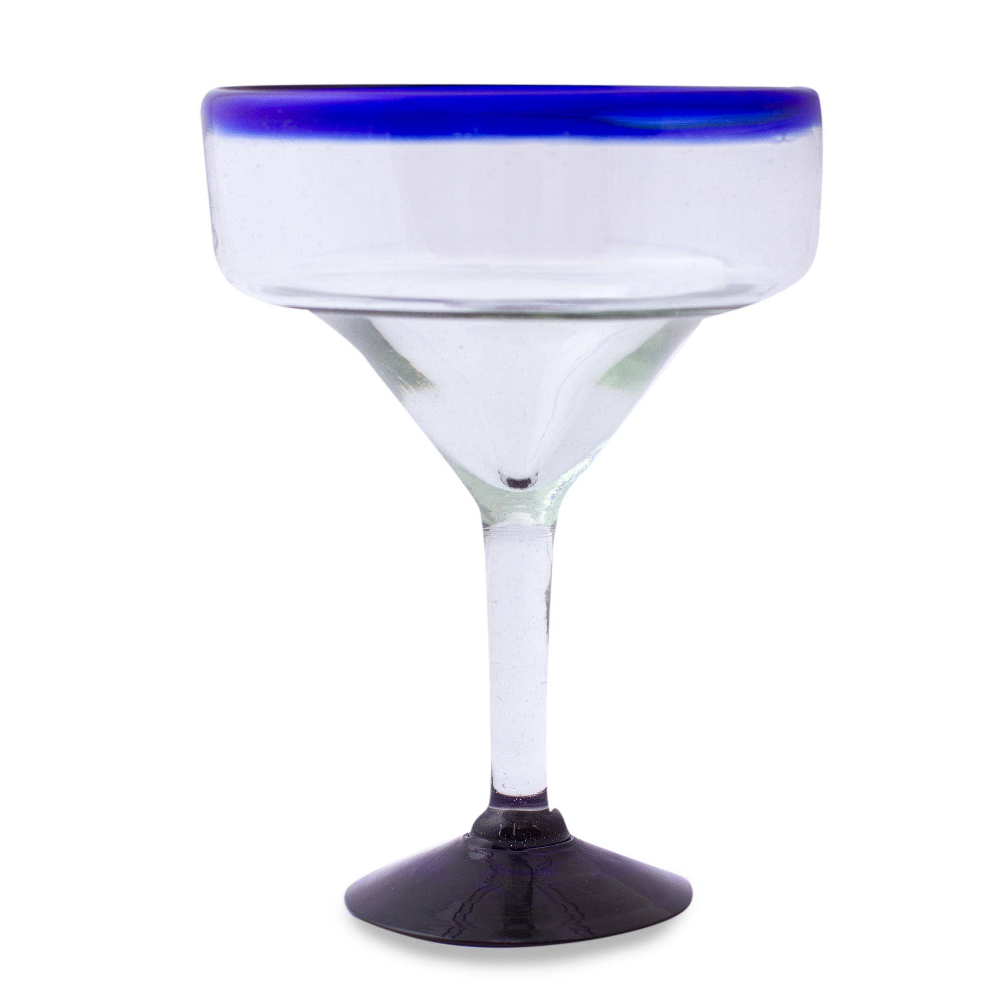 NOVICA - Wholesale Cocktail/Liquor Glass - Blown Glass Margarita Glasses Cobalt Contrasts' (Set Of 6)2