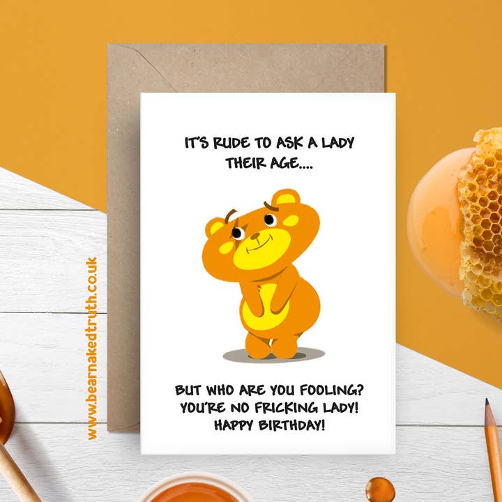 Rude To Ask A Lady Birthday Greeting Card for wholesale by Pixelgum
