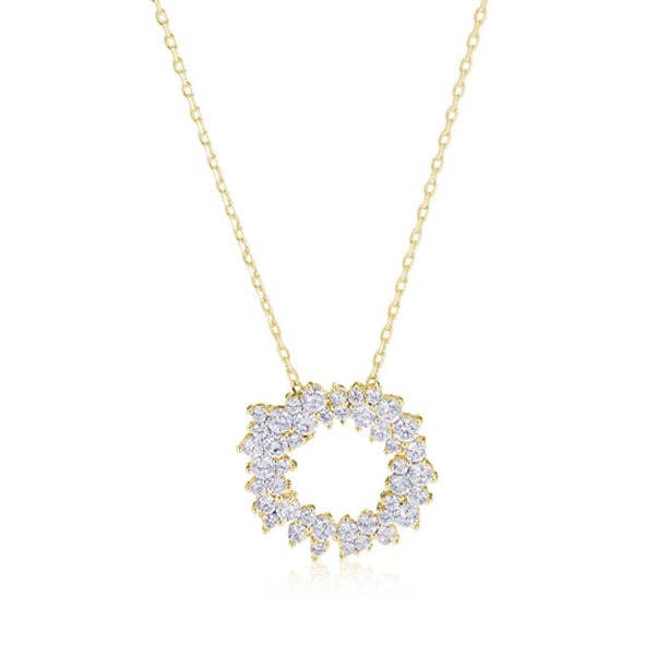 Cirkelformad högkvalitativ CZ-hängsmycke guldhalsband choker-kedja dammode smycken halsband/hängsmycke bröllopsgåva-smycken för wholesale av TiaraBleu