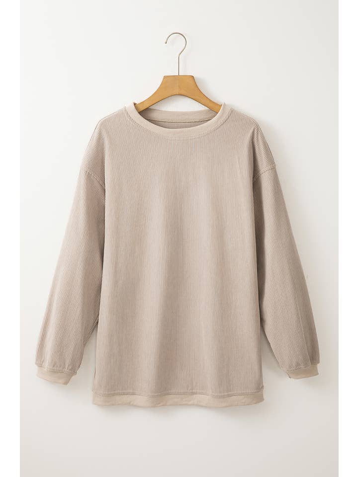 PartyEight - Wholesale Sweatshirt - Women's - Ribbed Corduroy Oversized Sweatshirt1