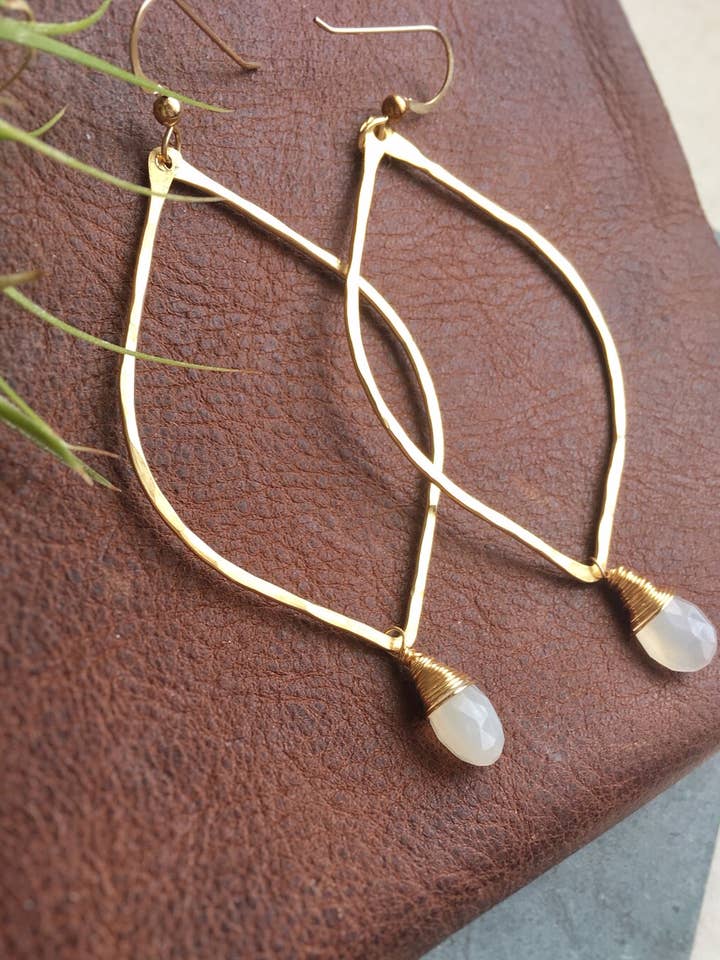 Gemstone Leaf or Tear Drop Earring for wholesale by Nox Jewelry