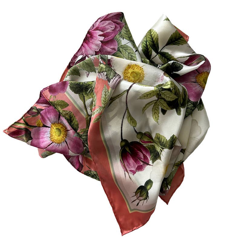 Koustrupco - Venta al por mayor Bufanda - Mujer - Bufanda de seda para jardín de rosas, 90 x 90 cm3