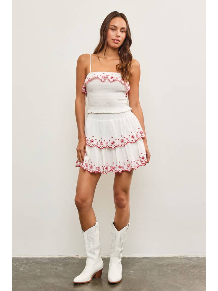 Mustard Seed - Wholesale Skort - Women's - BANDED WAIST EMBROIDERY TIERED SKORT11