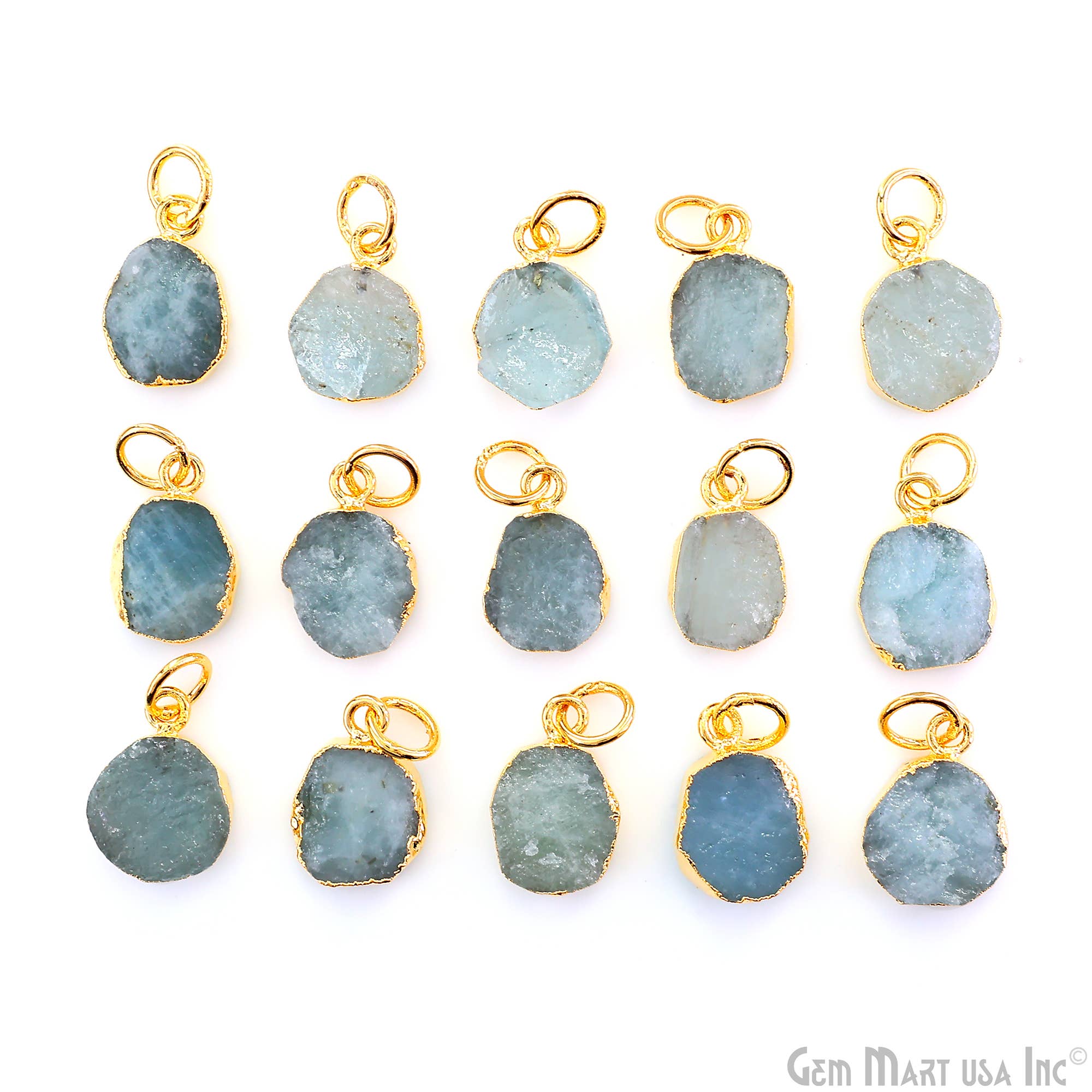 GemMartUSA - Wholesale Pendant/Charm Necklace - Rough Gemstone 16x10mm Gold Electroplated Single Bail Charm4