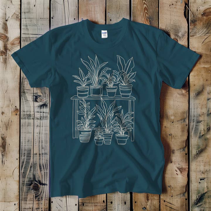 Swift Retail - Wholesale T-Shirt (Graphic) - Unisex - Houseplants Line Drawing Unisex Tee