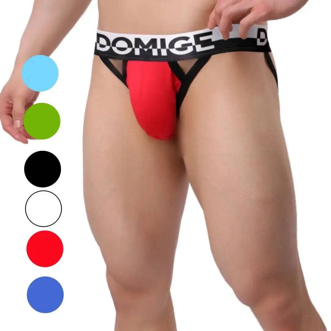 DomiGe - Wholesale Underwear - Men's - Men's Cotton Stretch Jockstraps with Silver Logo Waistband - Engineered Male Thongs15