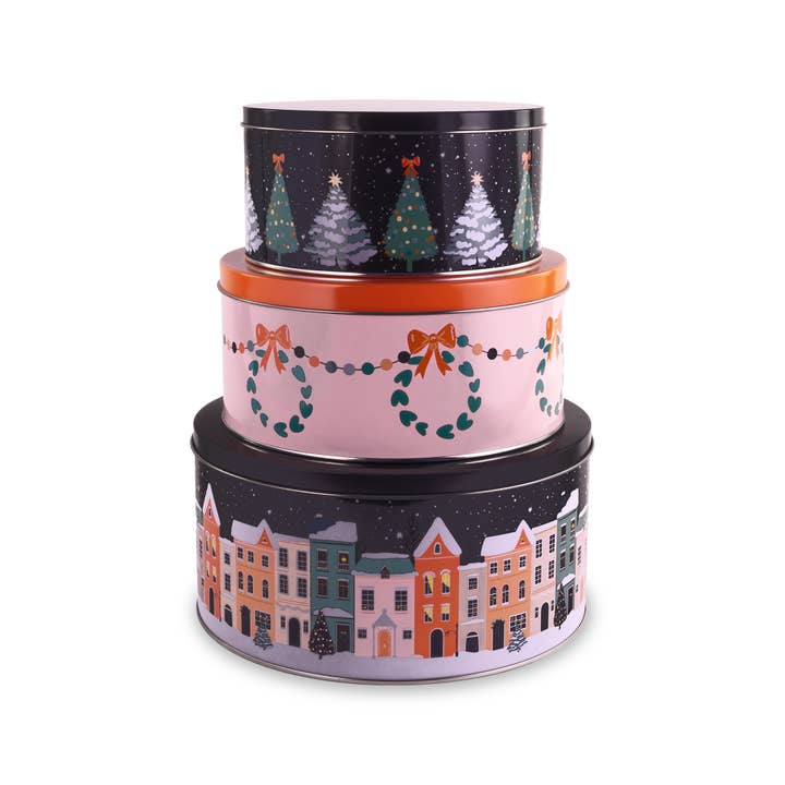 Steel Mill and Co. - Wholesale Cookie Jar - Cookie Tins (Set of 3), Twas the Night Before Christmas
