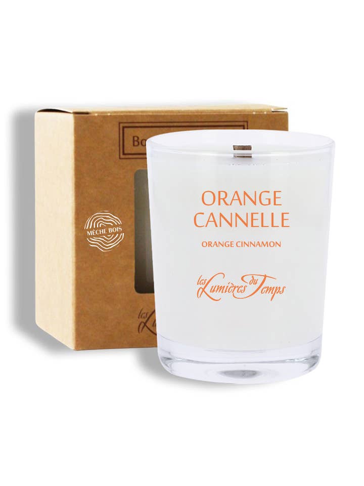 Vela Vegetal 180 g pavio de madeira Laranja Canela por atacado de Les Lumières du Temps