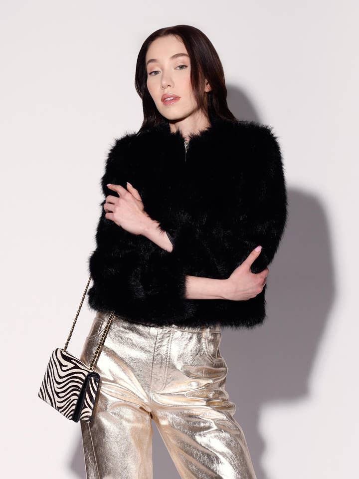Brielle Jacket, Black Faux Fur for wholesale by Walter Baker