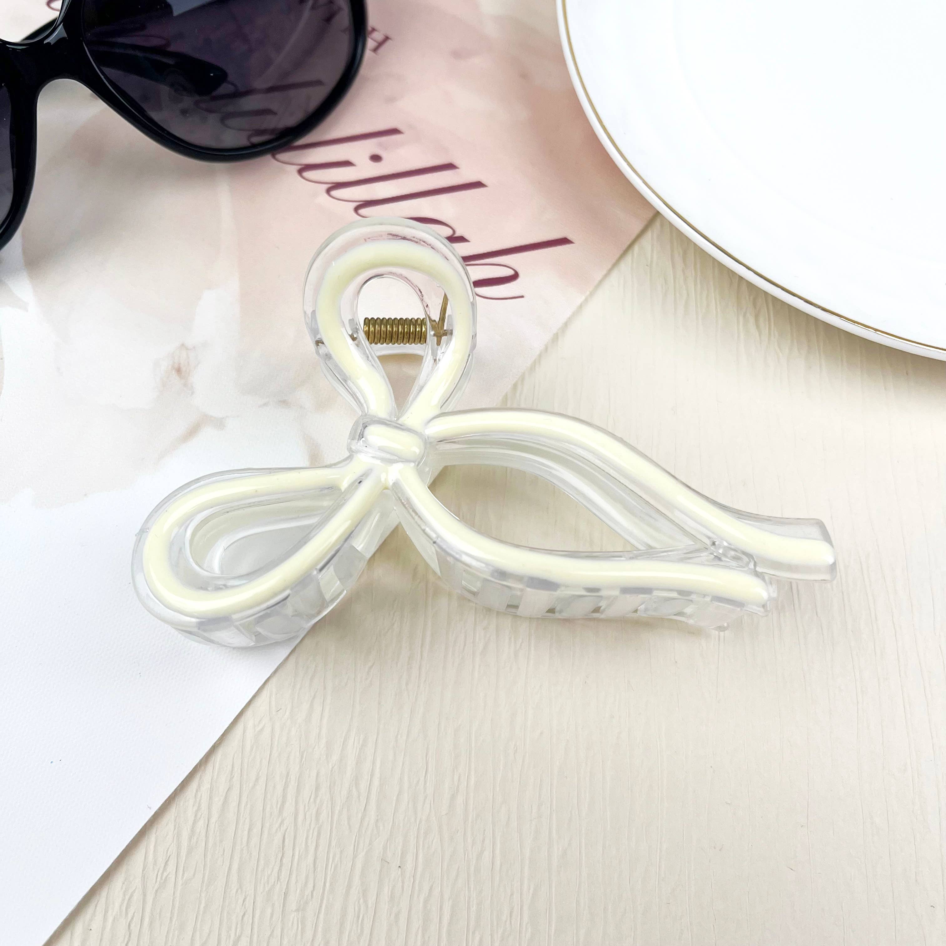 SoapElenGlen - Wholesale Hair Clip - Women's - Jelly Color Bow Hair Clip Retro Simple Claw Clips6