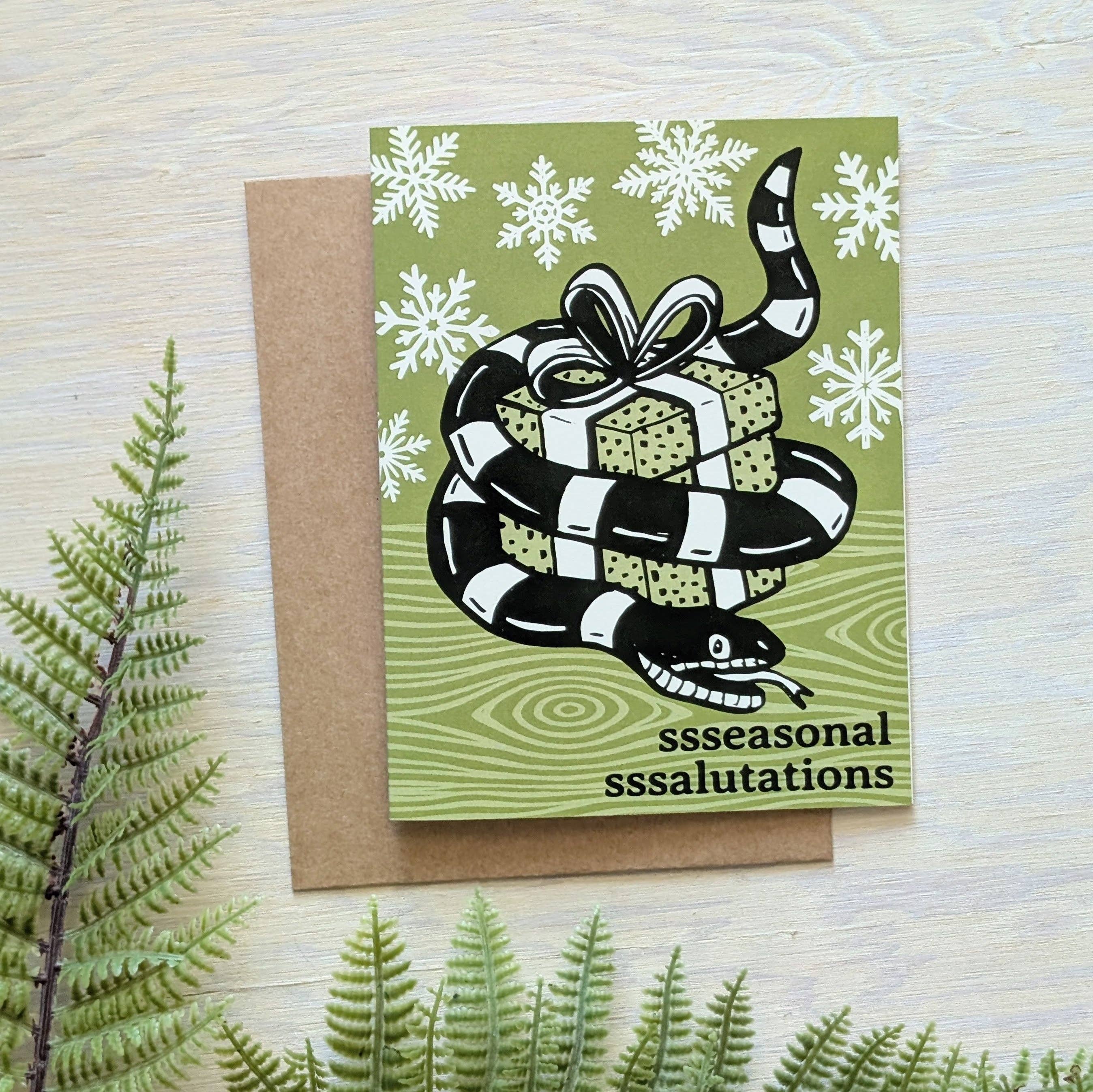 ilikesara | art + goods - Wholesale Season's Greetings Card - greeting card | seasonal salutations snake - holiday Christmas Hanukkah New Year