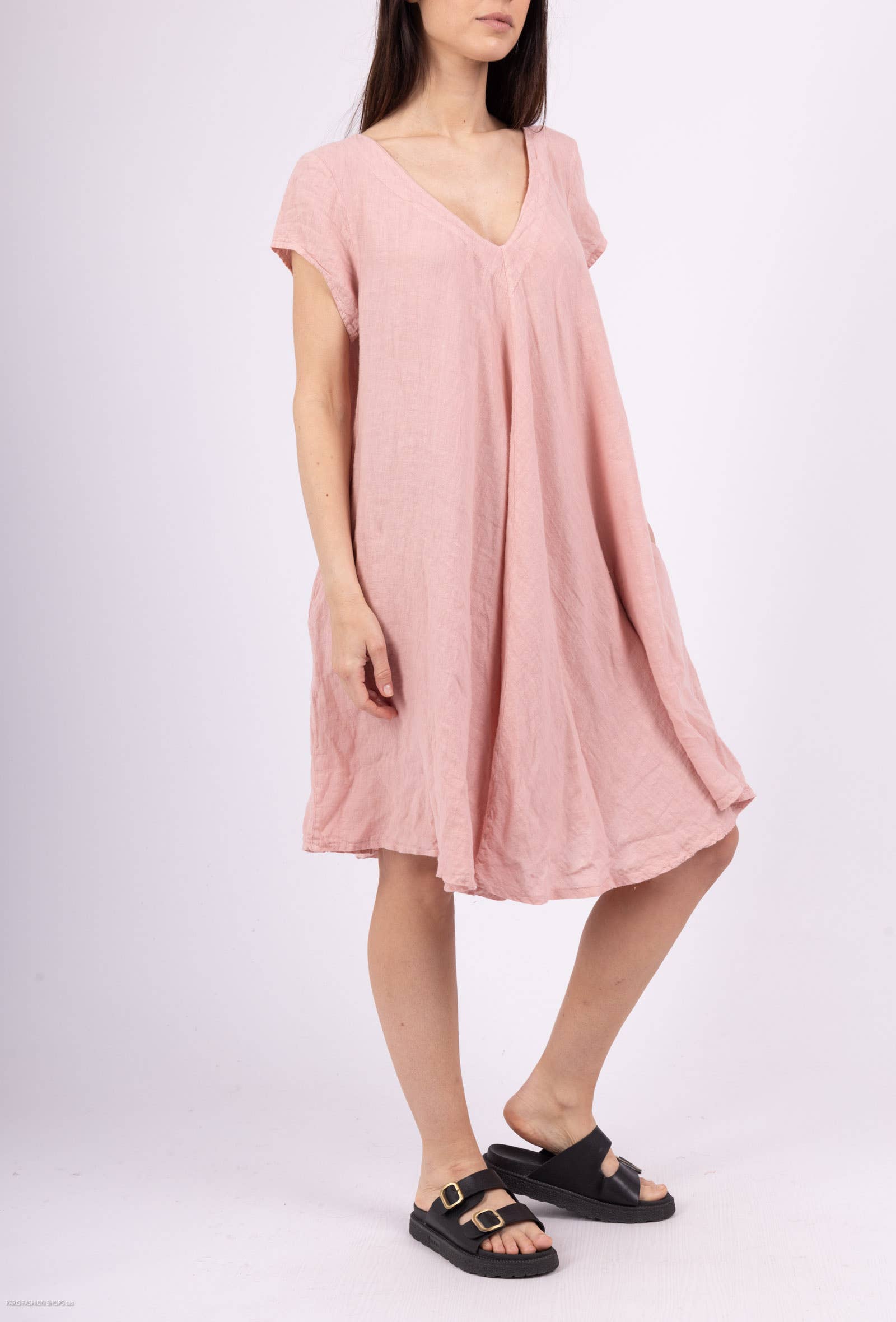 Shyloh - Wholesale Dress - Women's - Flowy linen dress with pockets 1495212
