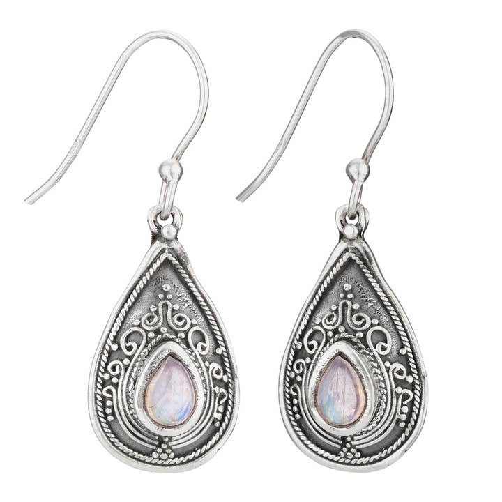 Moon Dancer Sterling Silver Rain Moon Earrings for wholesale by Tiger Mountain Jewelry
