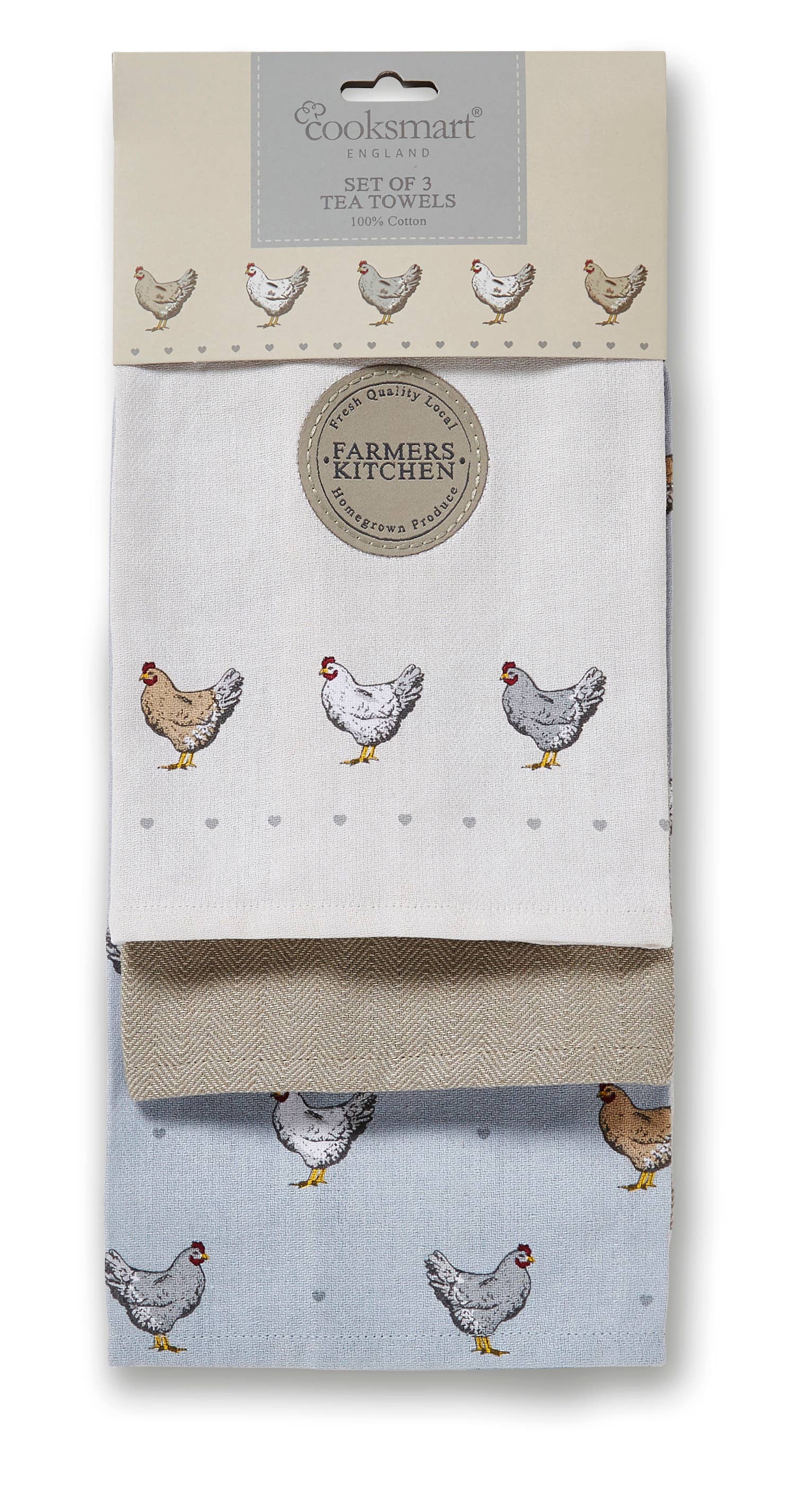 Multi Lot de 3 torchons Farmers Kitchen par Cooksmart England en vente sur Faire0