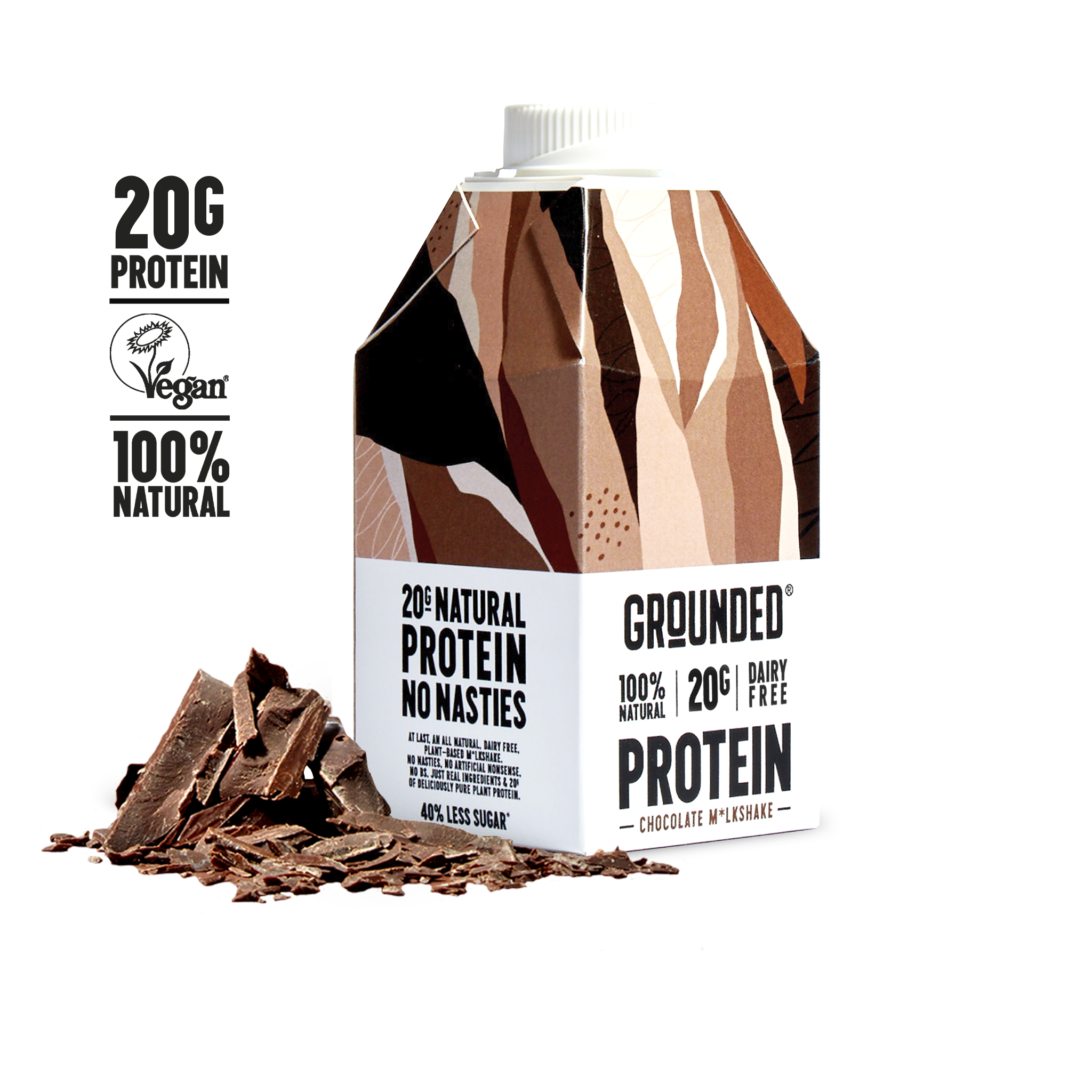 Grounded Drinks - Wholesale Protein/Superfood Powder - GROUNDED Choc Protein Milkshake. Vegan, 20g protein.2