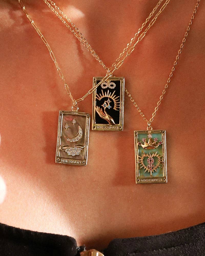 HoopLa - Wholesale Pendant/Charm Necklace - Tarot Card Necklace- Magician- 14K Gold stainless steel6