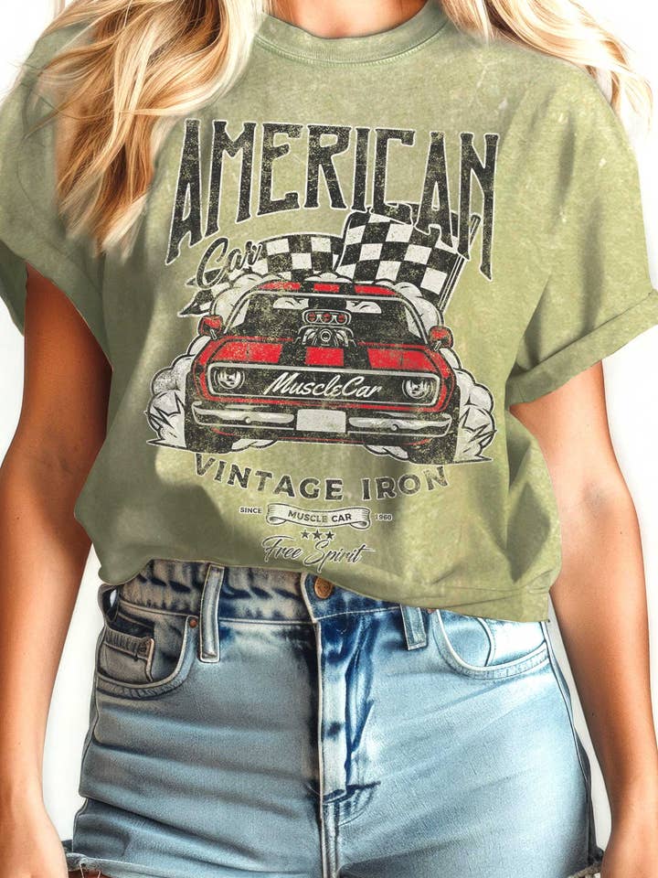 AMERICAN VINTAGE MUSCLE CAR MINERAL GRAPHIC TSHIRTS for wholesale by Rustee Clothing