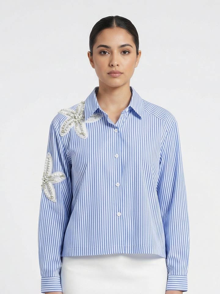 Chemise rayée avec appliqué étoile de mer pour la vente par LINZY