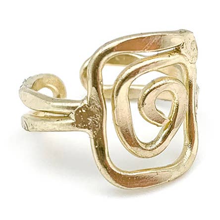 Gold Plated Adjustable Ring - Square Spiral for wholesale by Anju Jewelry