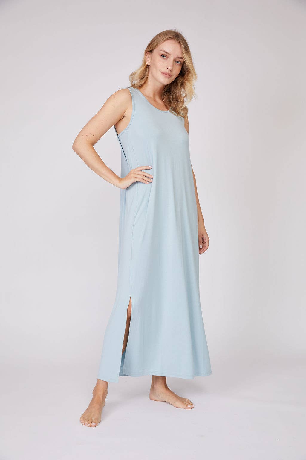 Pure Fiber - Wholesale Dress - Women's - Bamboo Sleeveless Dress – Fluid, Silky Soft Drape2