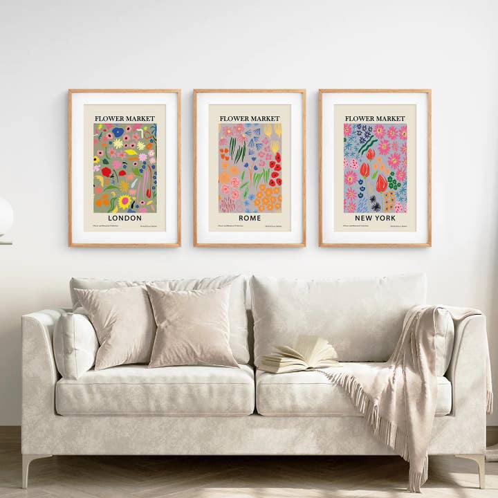 Art Lane - Wholesale Art Print - Boho Flower Market Poster. New York, London, Rome Print