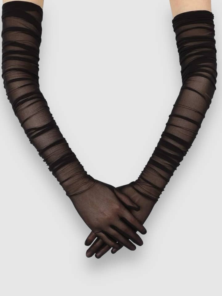 Guante de ópera Ariana de malla fruncida para venta al por mayor de High Heel Jungle