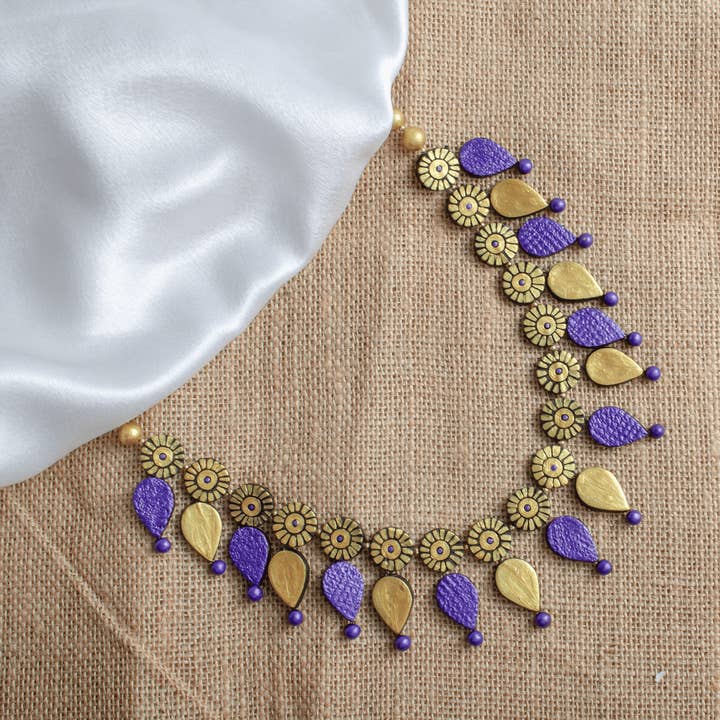 House of Kraft - Wholesale Jewelry Set - Water Droplet Jewelry Set | Clay Jewelry | Purple Jewelry1