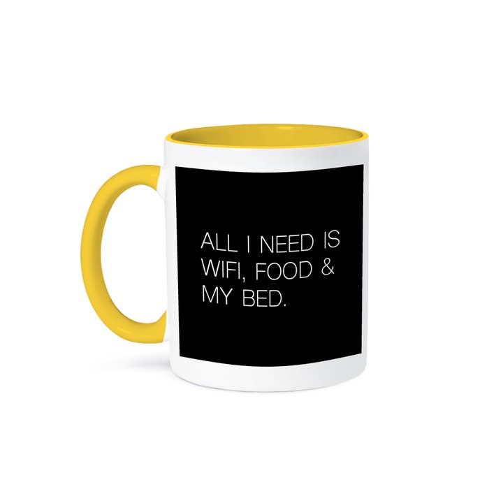 3dRose - Wholesale Coffee Mug - 3dRose, ALL I NEED IS WIFI FOOD AND MY BED., Mug