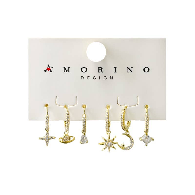 AMORINO SRL - Wholesale Sieradenset - Set van 6 creolen met bedeltjes - YK22618108D133
