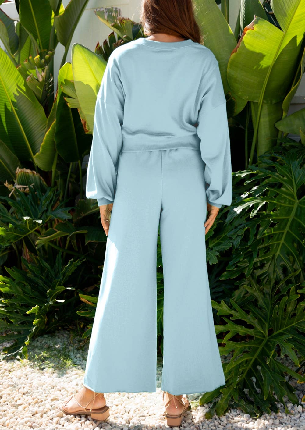 FULL TIME PURCHASE - Wholesale Top & Pant Set (NOT Loungewear) - Women's - Drop Shoulder Sleeve Pullover Drawstring Wide Leg Pants Set12