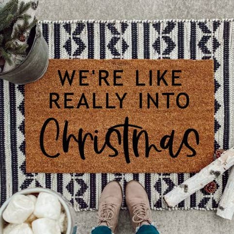 Christmas Tree Flourish Outdoor Coir Doormat for wholesale by Haddy Jack’s Design Co.