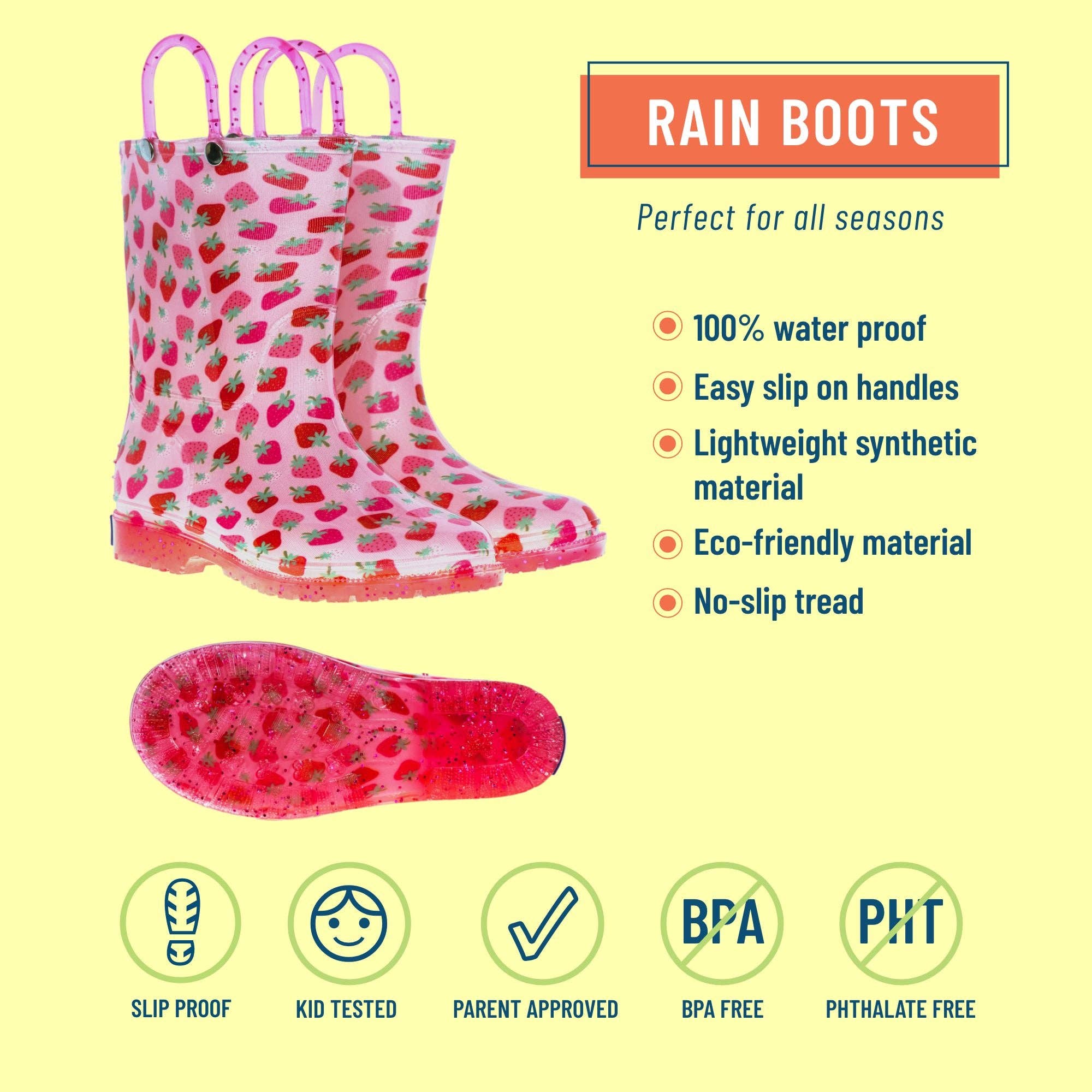 Wildkin - Wholesale Rain Boots - Kids - Strawberry Patch Rain Boots1