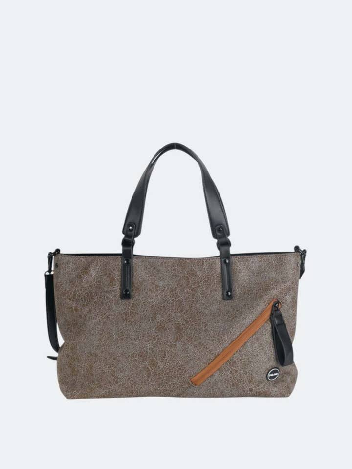 PU TOTE, WITH ZIPPER, TAUPE COLOR for wholesale by Kbas