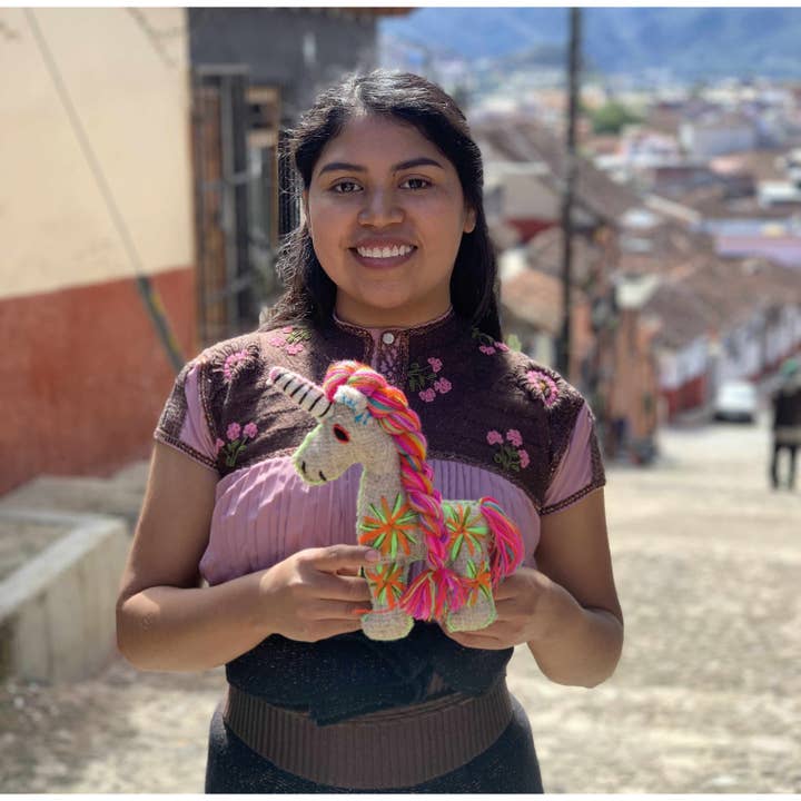 Lumily – wholesale Decorative tabletop object – Lily the Unicorn: Repurposed Wool Boho Decor - Mexico2