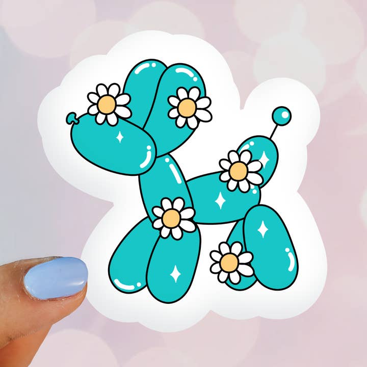 Teal Ballon Dog Sticker for wholesale by Wildside Dog Gear