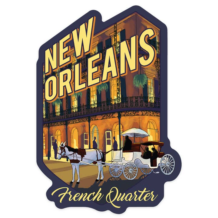 STICKERS New Orleans, Louisiana, French Quarter 2 for wholesale by Lantern Press