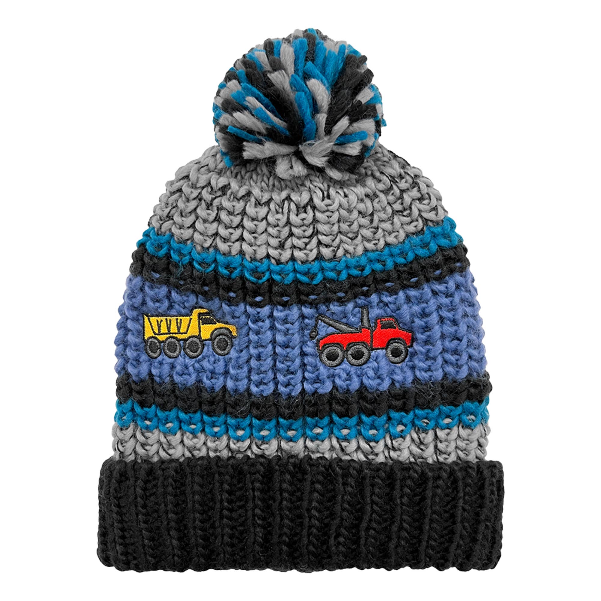 Grand Sierra - Wholesale Beanie - Kids - Boys Knit Cuff Hat w. Embroidered Trucks Size 2-4 - 321351